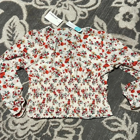 Heatherly blouse. Crop top. Long sleeve. Sheer. Super soft. Dressy or casual. - Picture 5 of 5